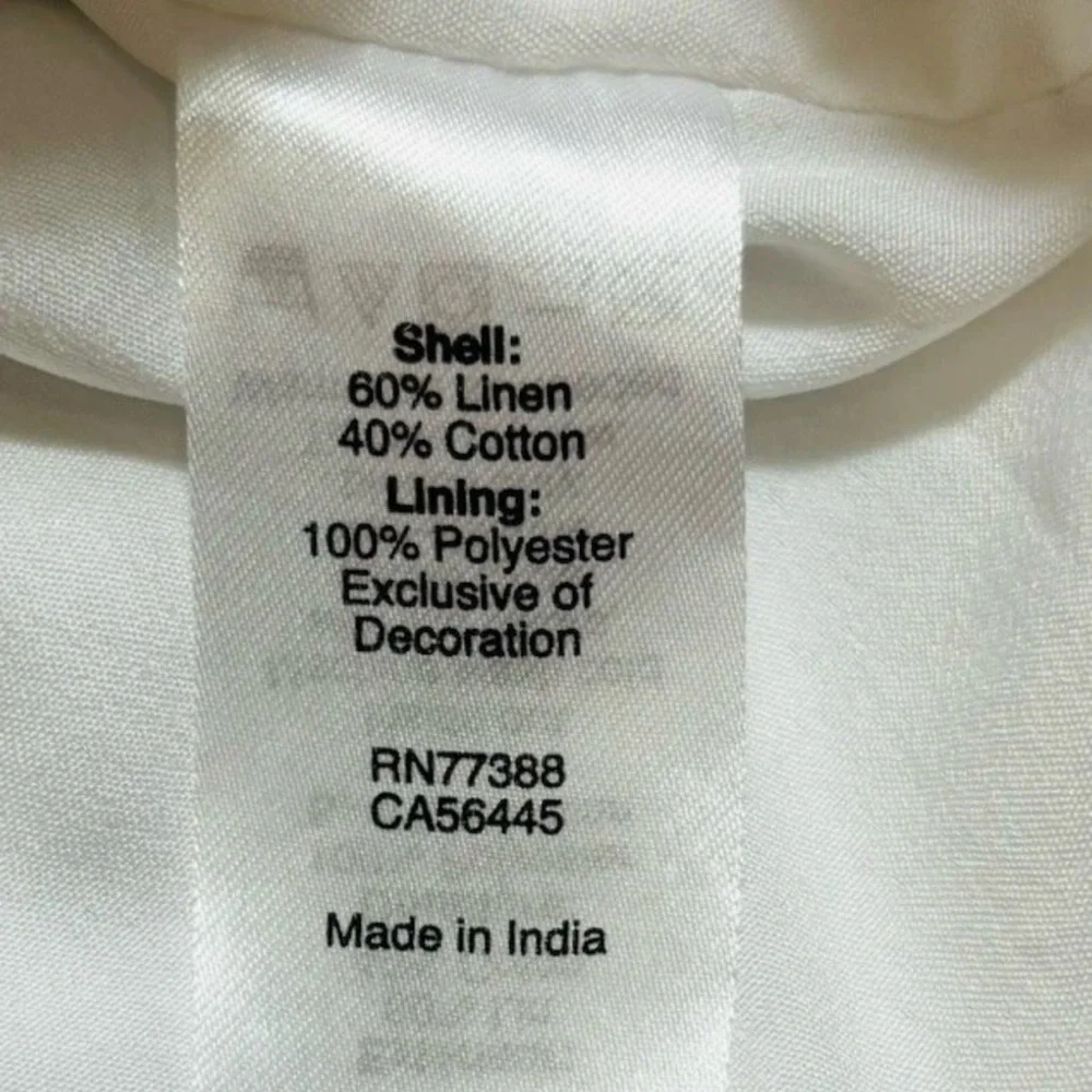 J. Crew Embroidered Dress Size M White Blue Linen Cotton Lined Beachy Boho - Picture 5 of 10